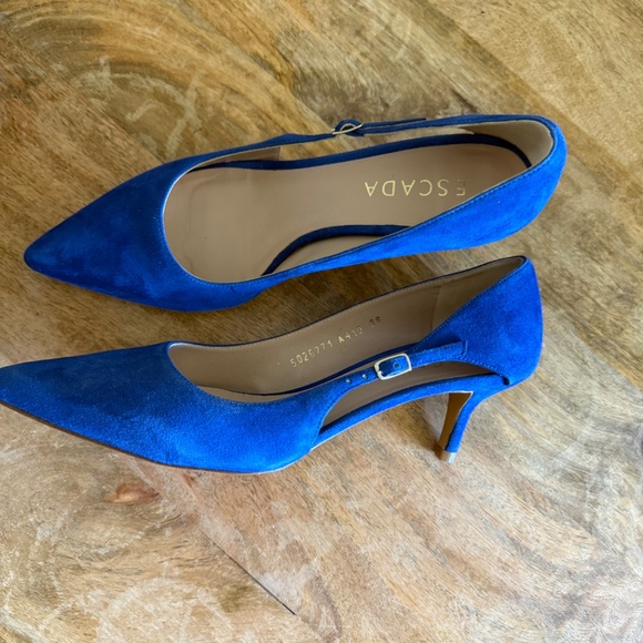 Escada Blue Suede Slingback Pumps Size EU 38 (fits US 7–7.5) - Picture 4 of 6
